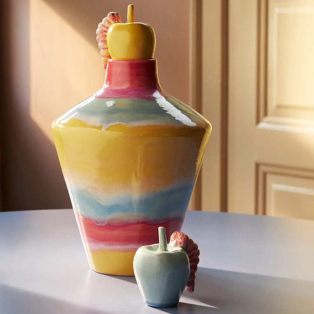 Poppery maçã com decoração de larva, Mint-rosa Kähler