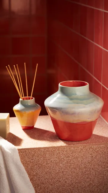 Poppery vaso 20,5 cm - Mint-rosa - Kähler