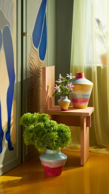 Poppery vaso 20,5 cm - Mint-rosa - Kähler