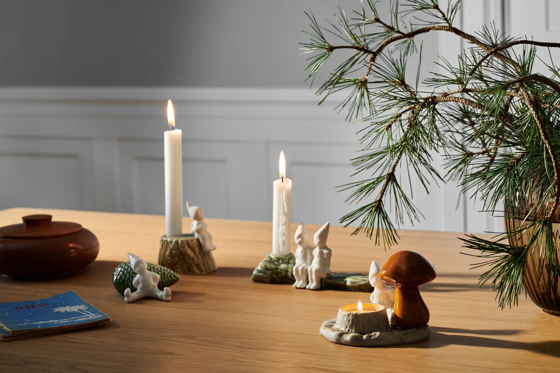 Porta velas cogumelo Christmas Tales, Branco Kähler