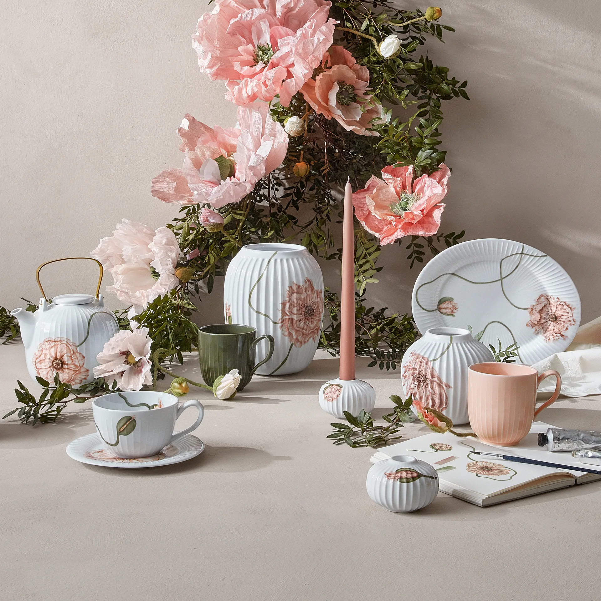 Suporte de velas Hammershøi Poppy Ø7,5 cm, branco Kähler