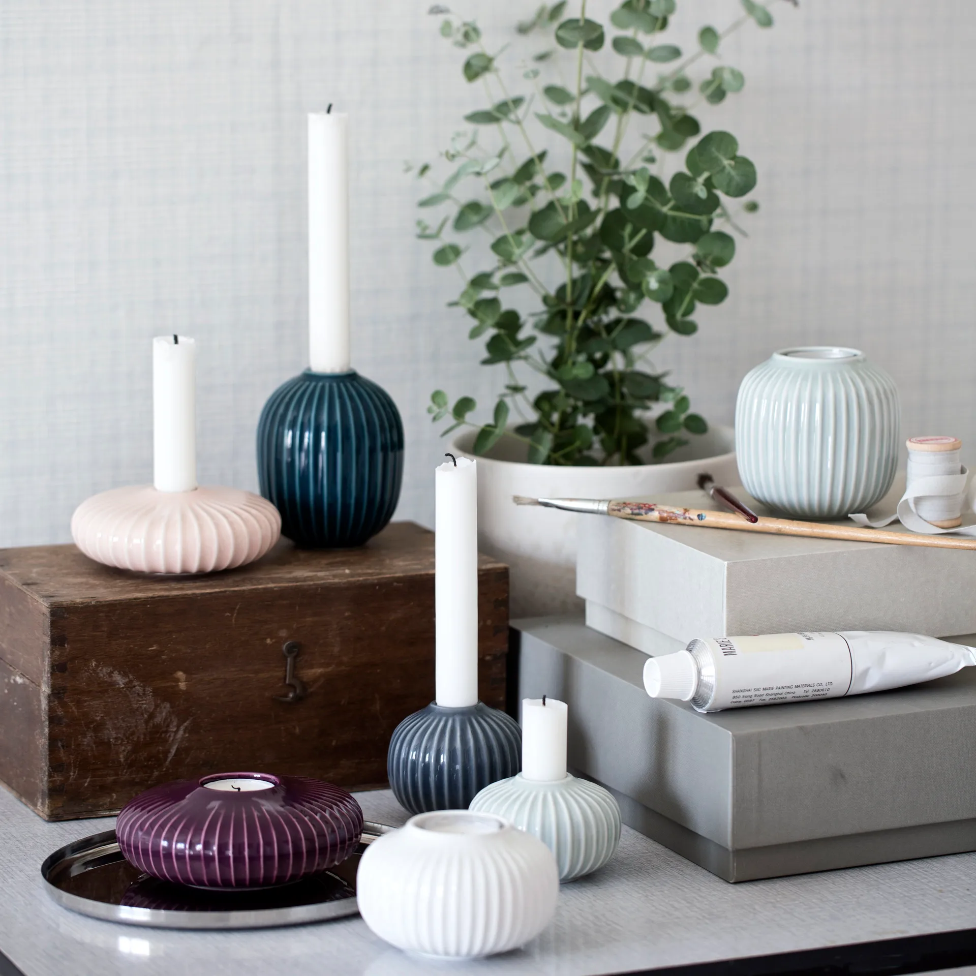 suporte para velas médio Hammershøi, branco Kähler