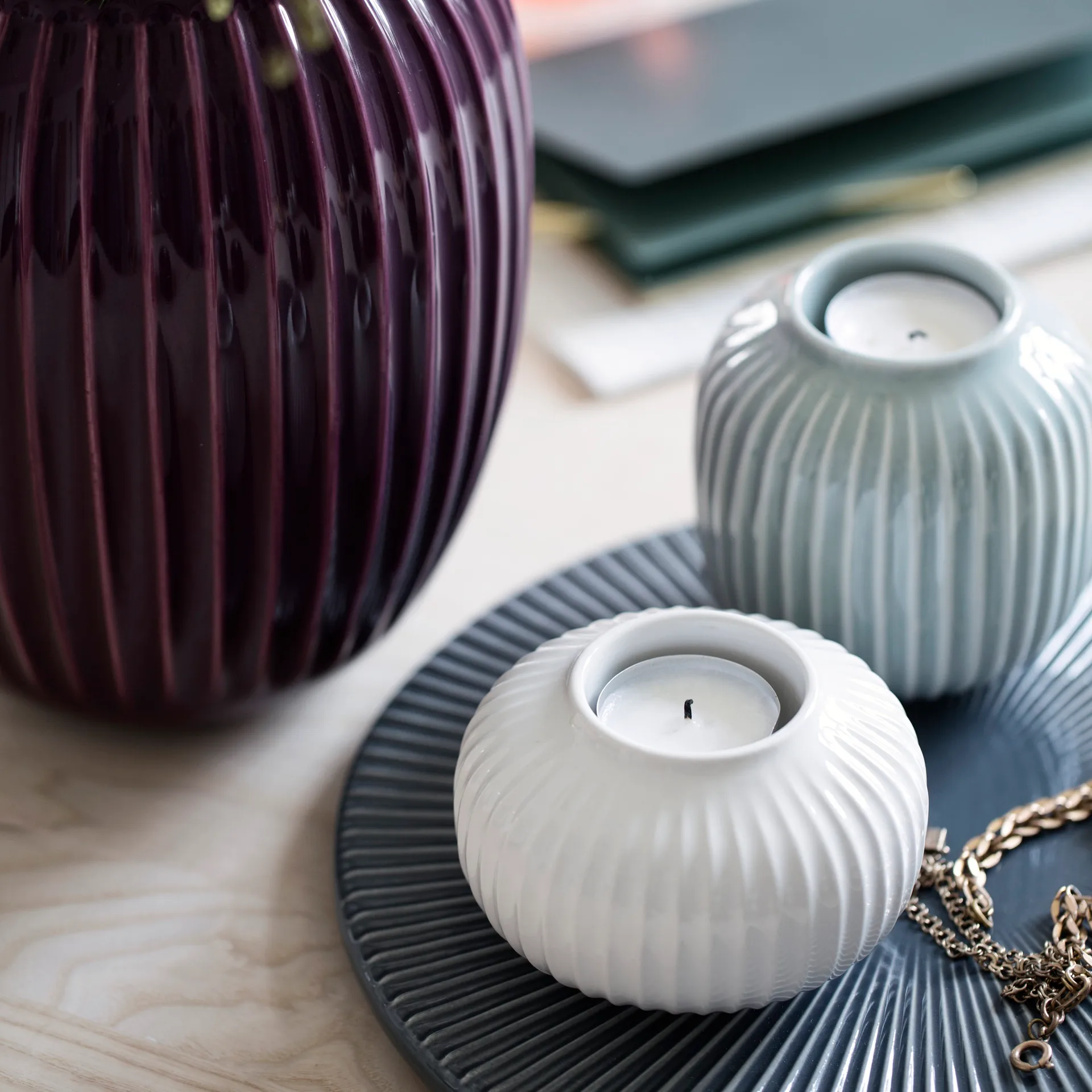 suporte para velas médio Hammershøi, branco Kähler