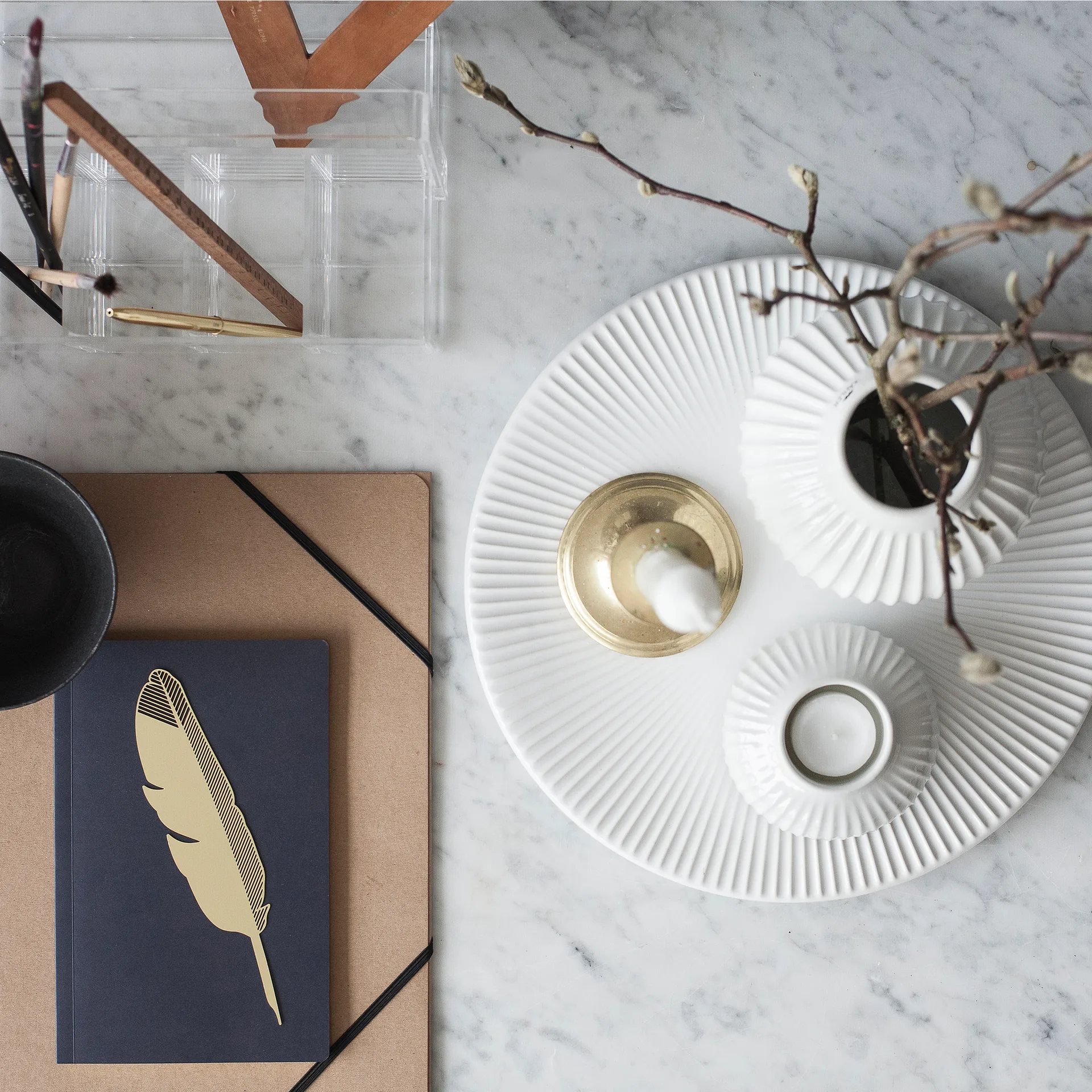 suporte para velas médio Hammershøi, branco Kähler