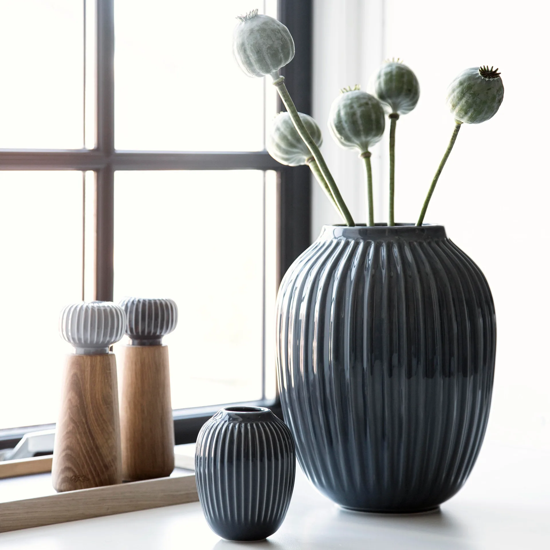 Vaso Hammershøi, Cinza antracite, mini 10 cm Kähler