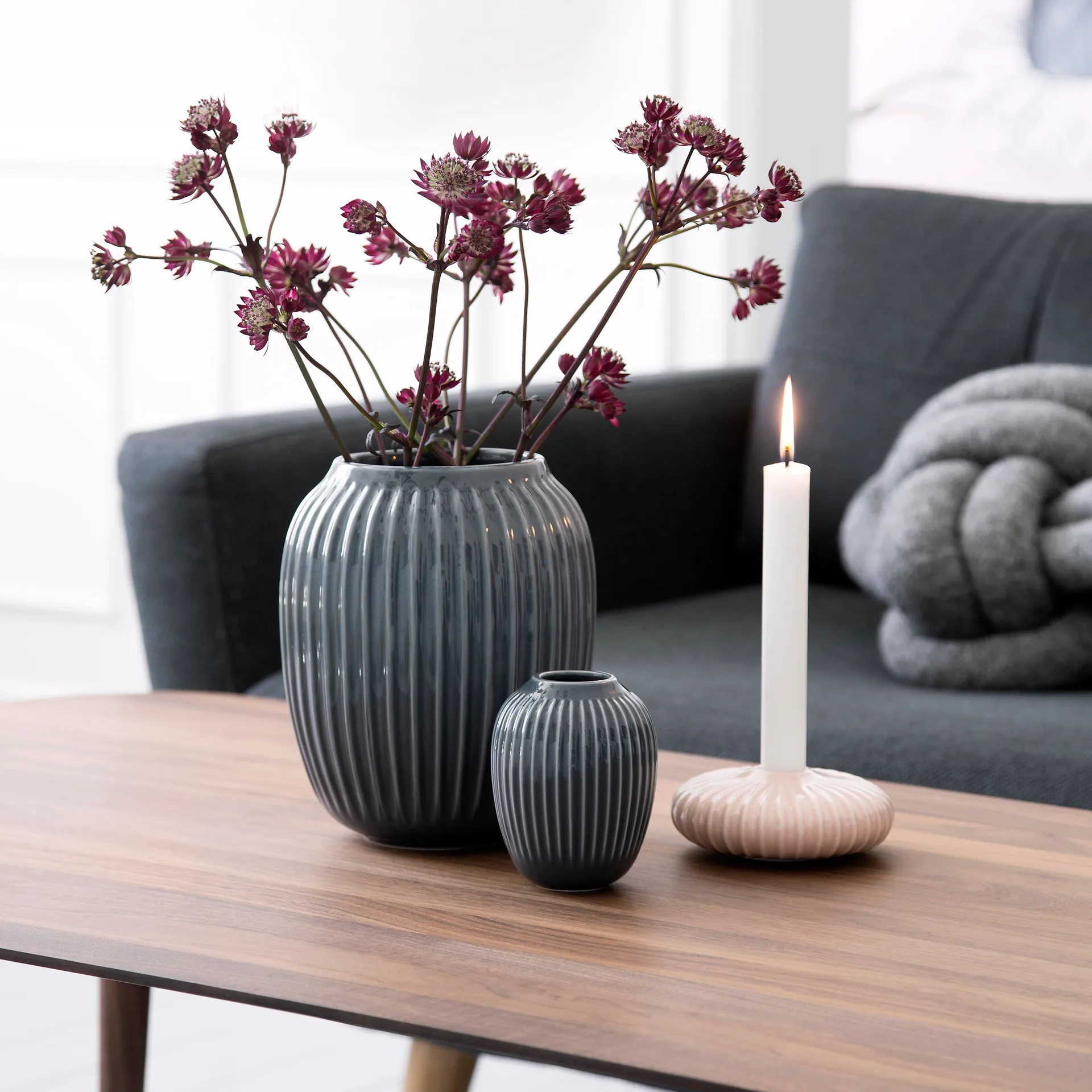 Vaso Hammershøi, Cinza antracite, mini 10 cm Kähler