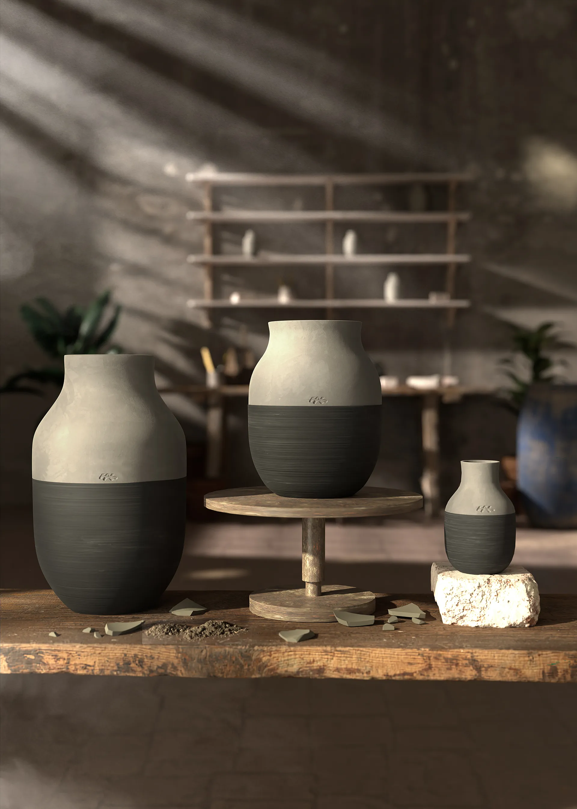 Vaso Omaggio Circulare H12.5 cm, Antracite cinza Kähler