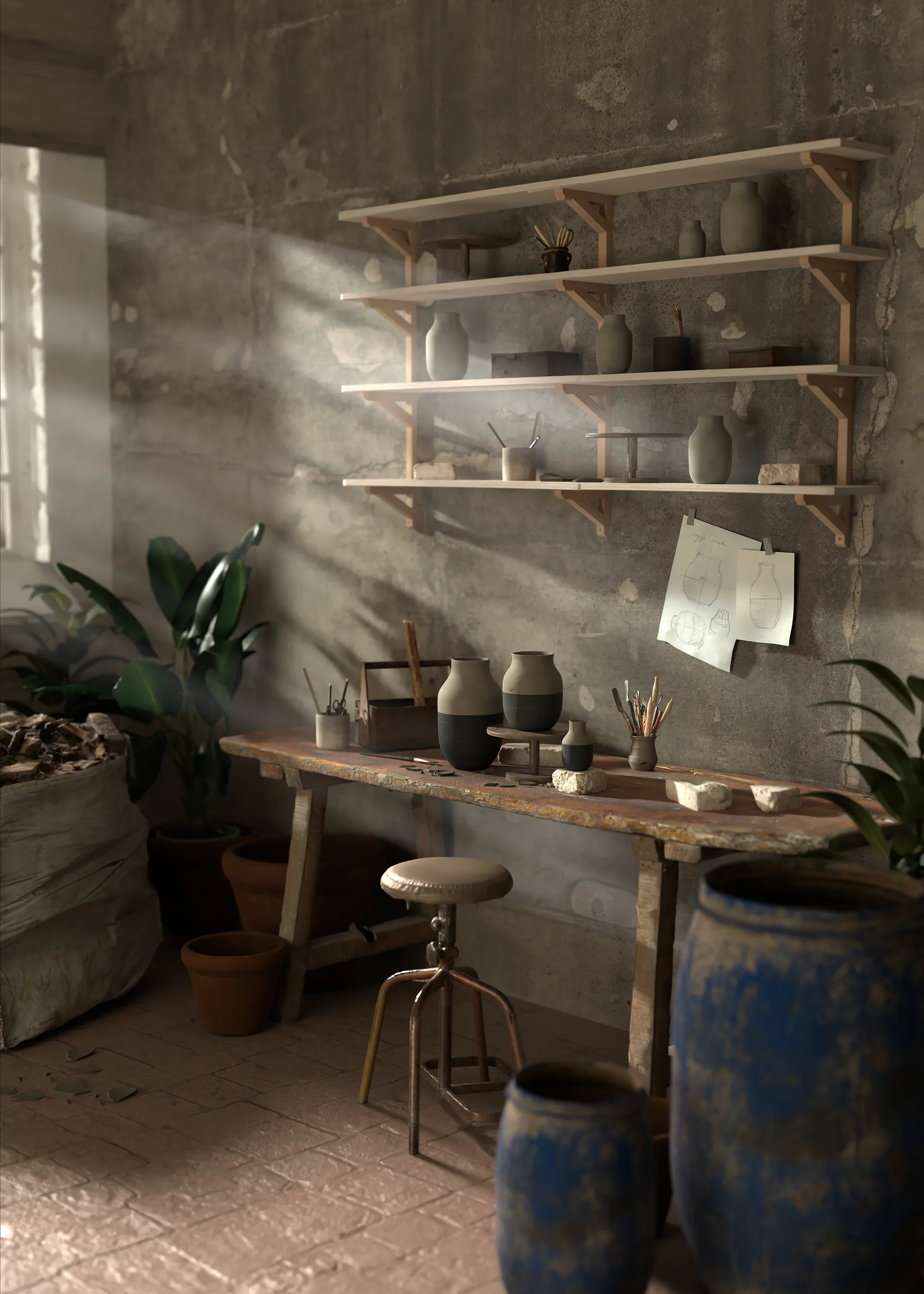 Vaso Omaggio Circulare H31 cm, Antracite cinza Kähler