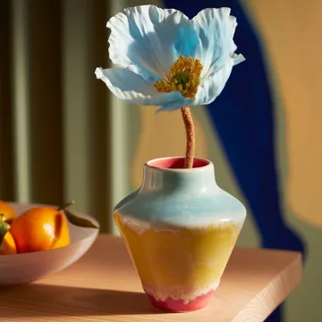 Vaso Poppery 12 cm - Pink-mint-amarelo - Kähler