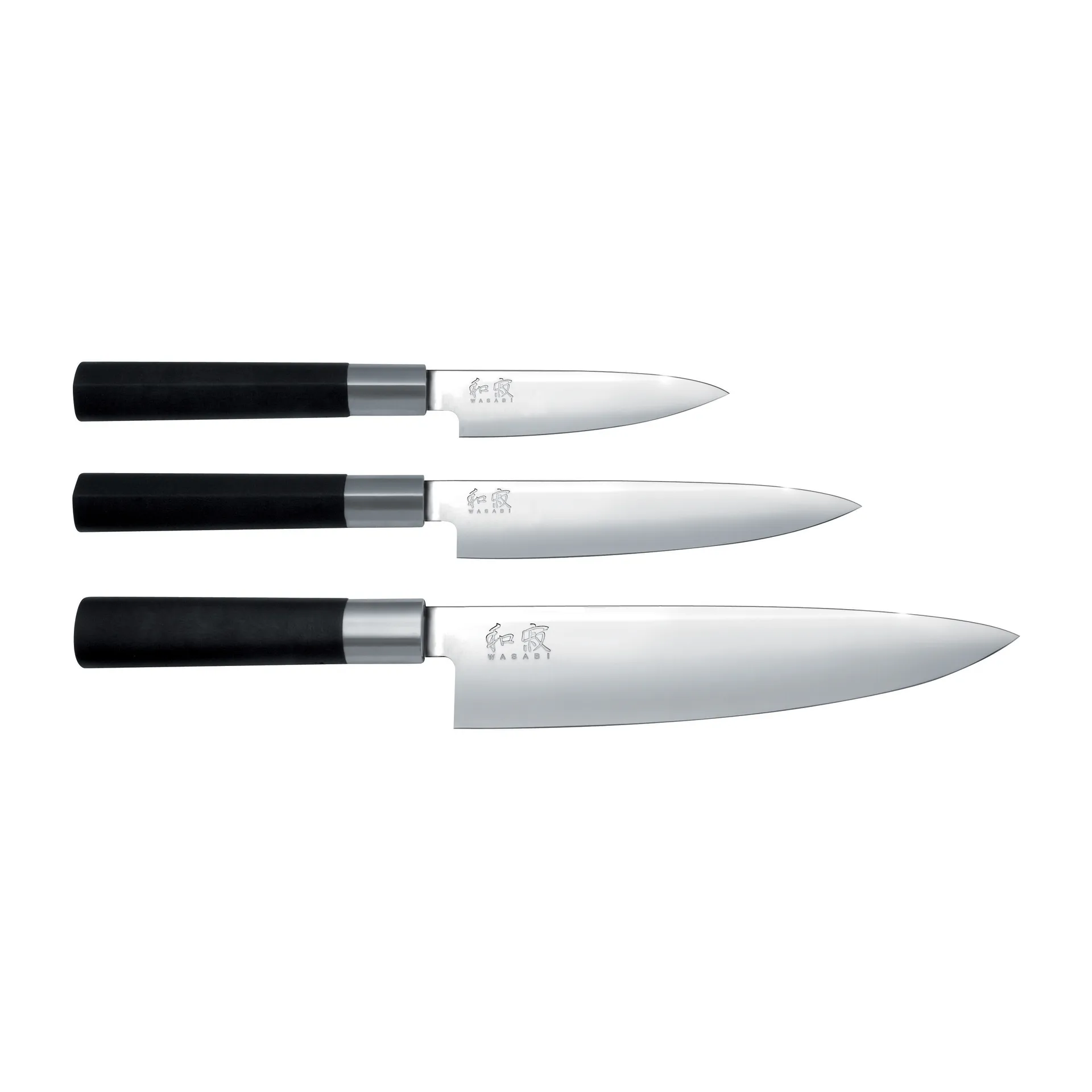 Kai Wasabi Black Faca de chefe & 2 facas multiusos, 3 peças KAI
