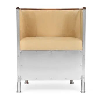 Aluminium poltrona polida - Couro Duet Gold-óleo nogueira - Källemo