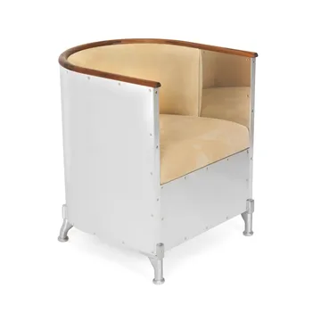 Aluminium poltrona polida - Couro Duet Gold-óleo nogueira - Källemo
