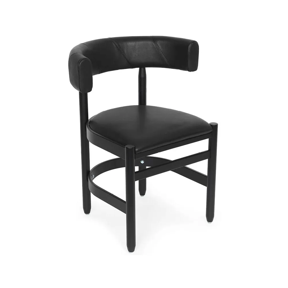 Botero cadeira com braços, Couro Tärnsjö 8175 preto-preto suporte para cajado Källemo