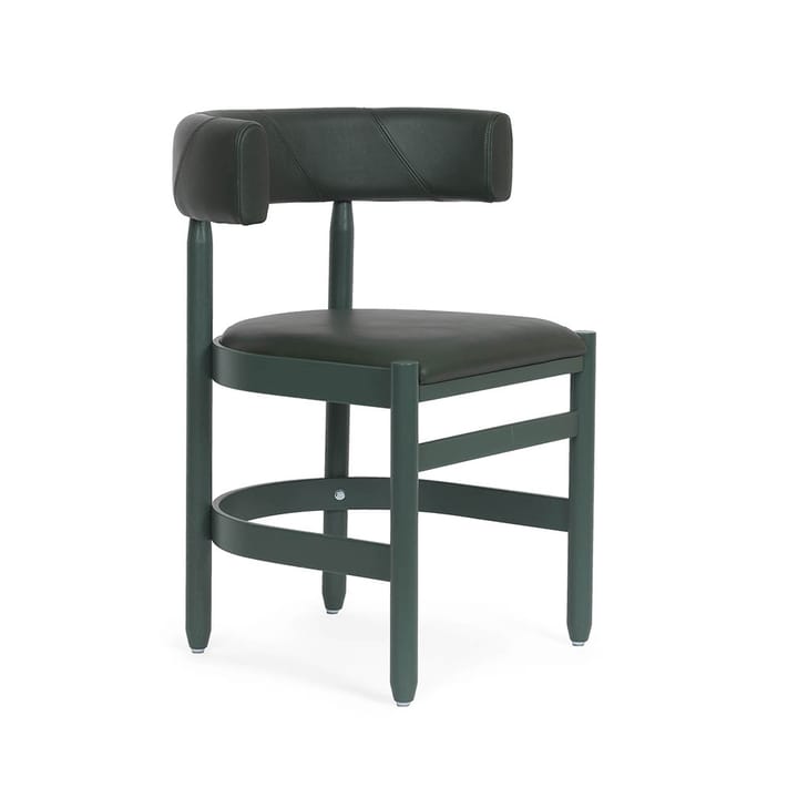 Botero cadeira com braços - Couro Tärnsjö 8420 verde-suporte para revistas em faia - Källemo