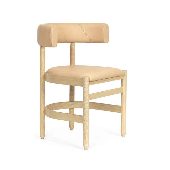 Botero cadeira com braços - Couro Tärnsjö 8800 natural-lacado suporte de faia - Källemo