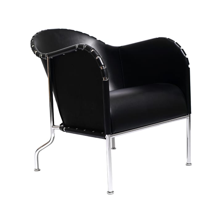 Bruno poltrona - Couro full-grain preto-cromo - Källemo