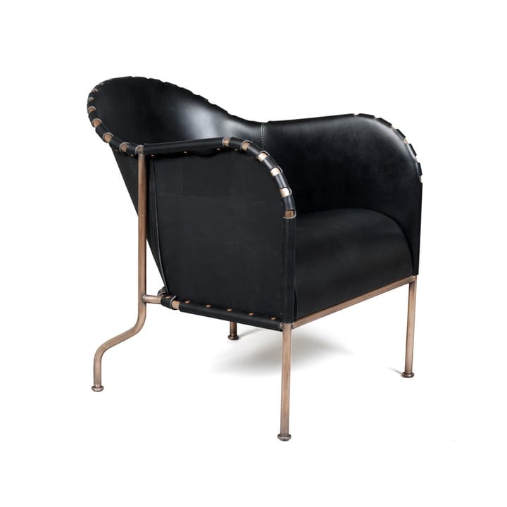 Bruno poltrona - Couro full-grain preto-estrutura cobreada - Källemo