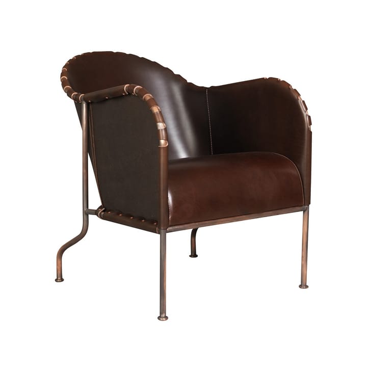 Bruno poltrona - Couro plena flor 9208 castanho cigarro-base com pátina cobre em suporte - Källemo
