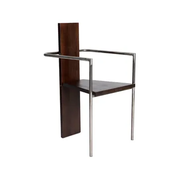 Concrete cadeira de braços  - Carvalho tingido nozes-estrutura em aço não tratada - Källemo