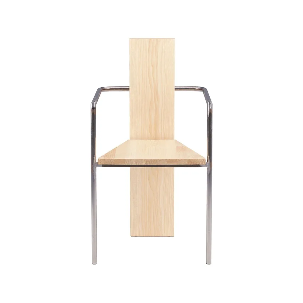 Concrete cadeira de braços , Freixo- base de aço sem tratamento  Källemo