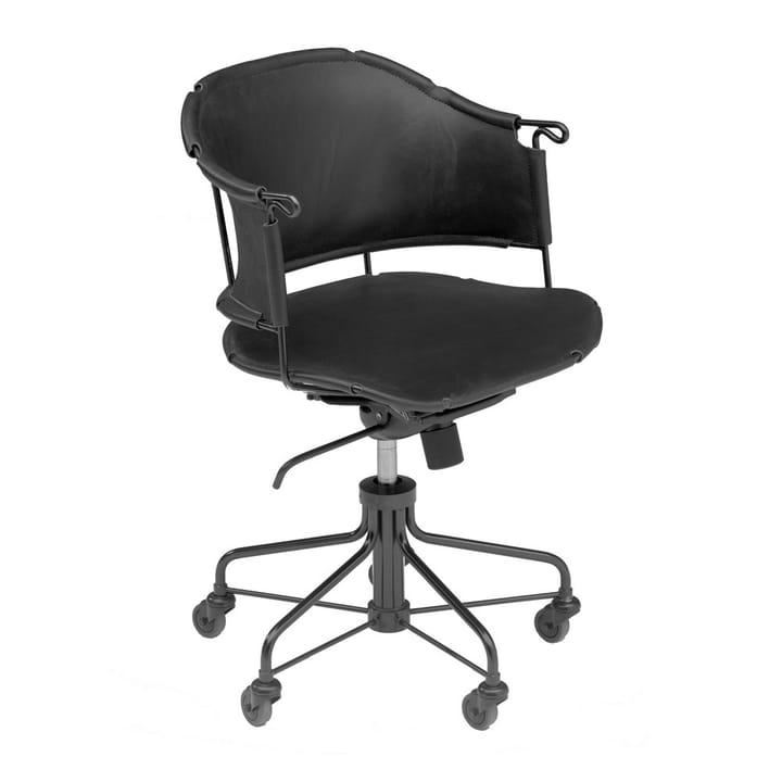 Sheriff cadeira de escritório - Couro Tärnsjö preto-preto laqueado suporte - Källemo