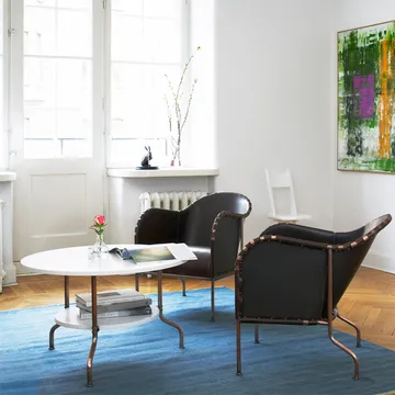 Sven mesa de centro - Negro envernizado em freixo - base tratada com cobre, Ø80 cm - Källemo