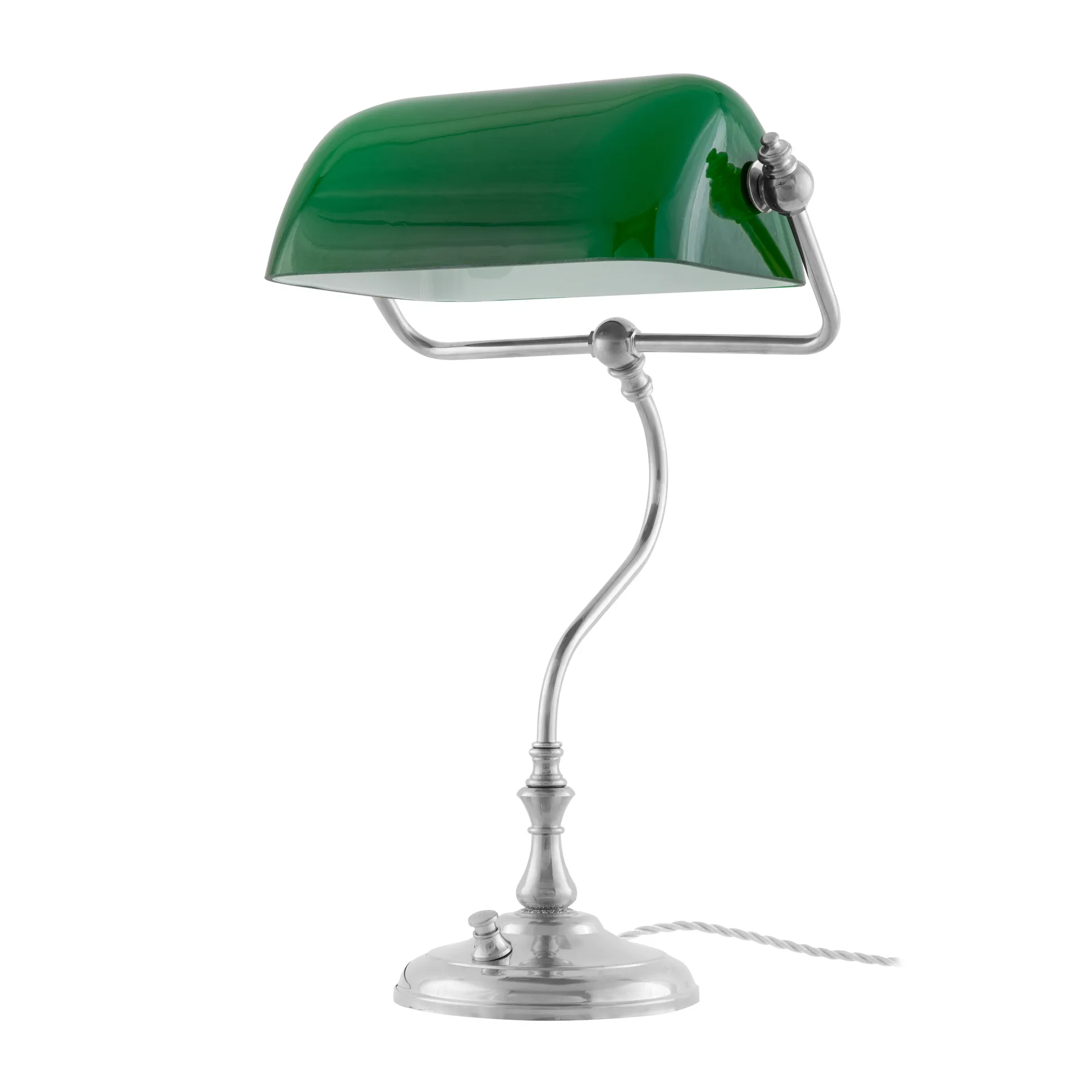 Candeeiro de mesa Bankirlamp, Niquelado-verde Karlskrona Lampfabrik