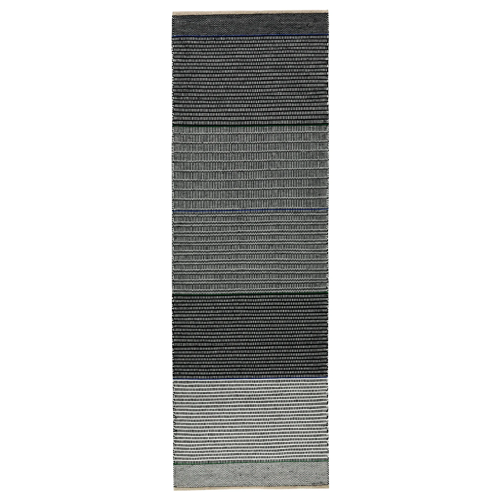 Carpete de lã Tribulus One 80x250 cm, Black/white/blue/green Kateha