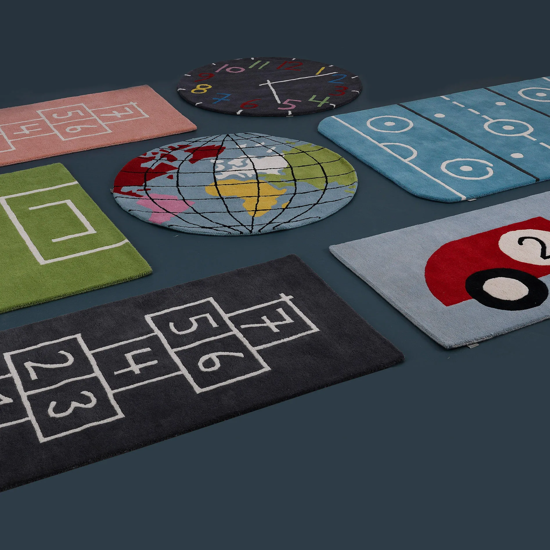 Tapete Earth Ø130 cm, azul Kateha