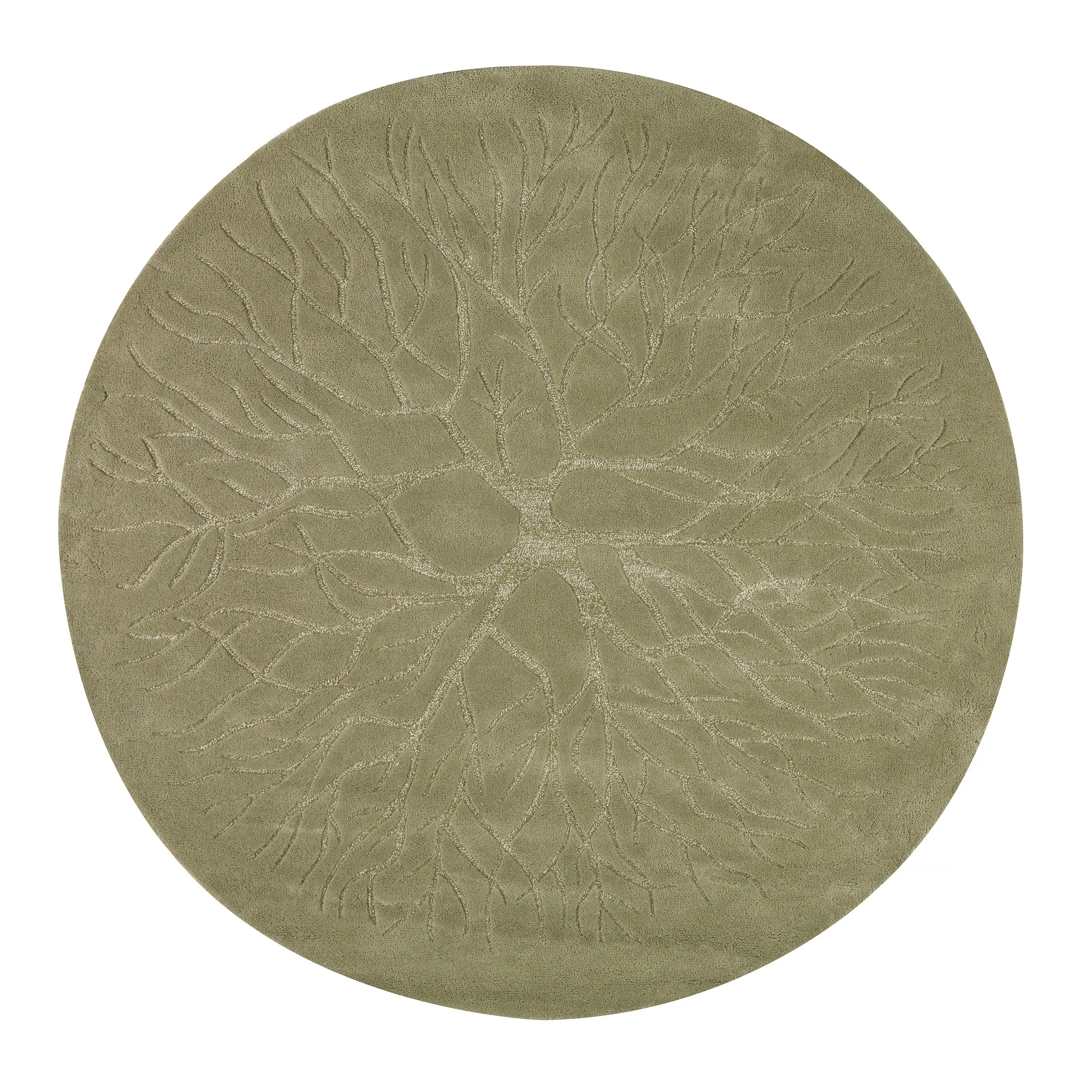 Tapete feito à mão Birds nest Ø220 cm, Verde inverno Kateha