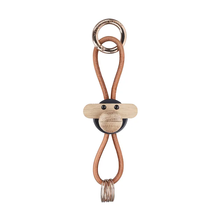 Chaveiro Kaj Bojesen macaco - Cinza escuro, couro natural - Kay Bojesen Denmark