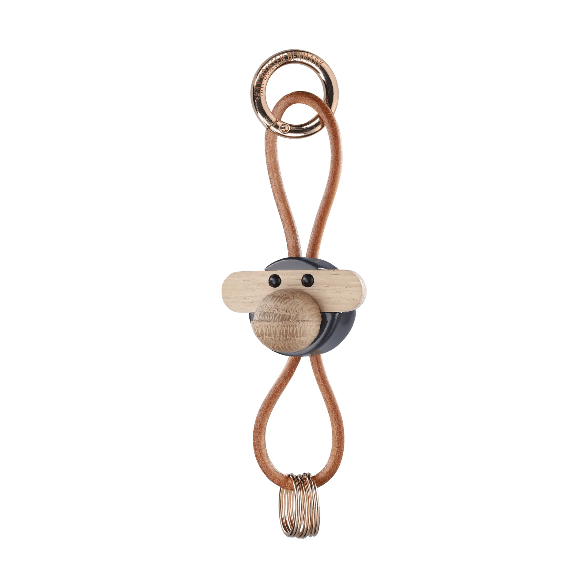 Chaveiro Kaj Bojesen macaco, Cinza escuro, couro natural Kay Bojesen Denmark