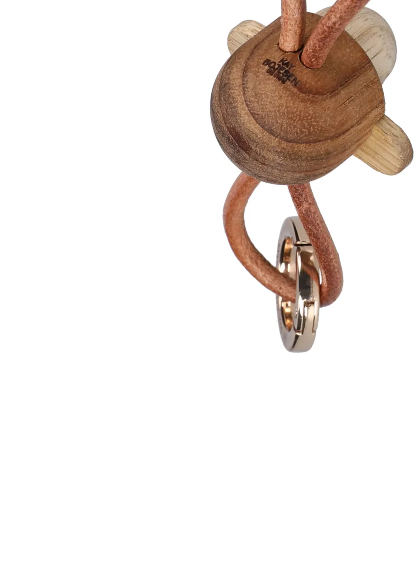 Chaveiro Kaj Bojesen macaco, Teca-limba, couro natural Kay Bojesen Denmark