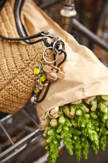 Chaveiro Kaj Bojesen macaco - Teca-limba, couro preto - Kay Bojesen Denmark