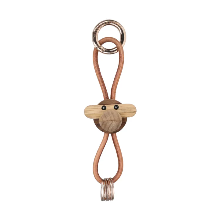 Chaveiro Kay Bojesen macaco - Teca-limba, couro natural - Kay Bojesen Denmark