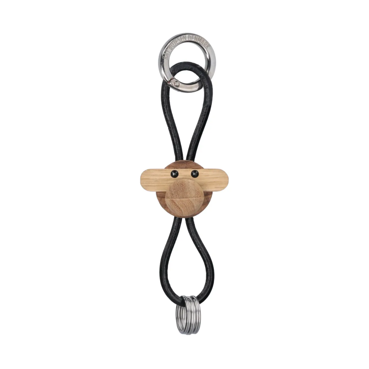 Chaveiro Kay Bojesen macaco, Teca-limba, couro preto Kay Bojesen Denmark