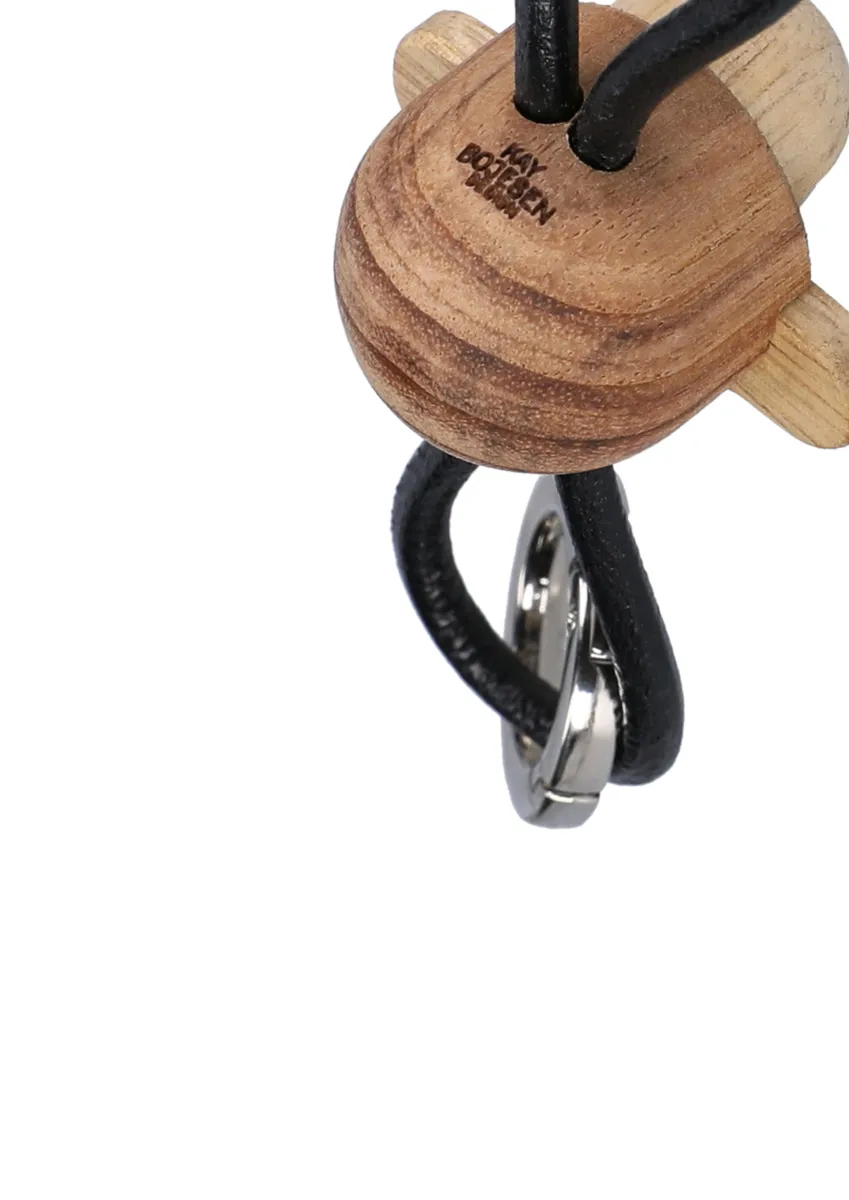 Chaveiro Kay Bojesen macaco, Teca-limba, couro preto Kay Bojesen Denmark