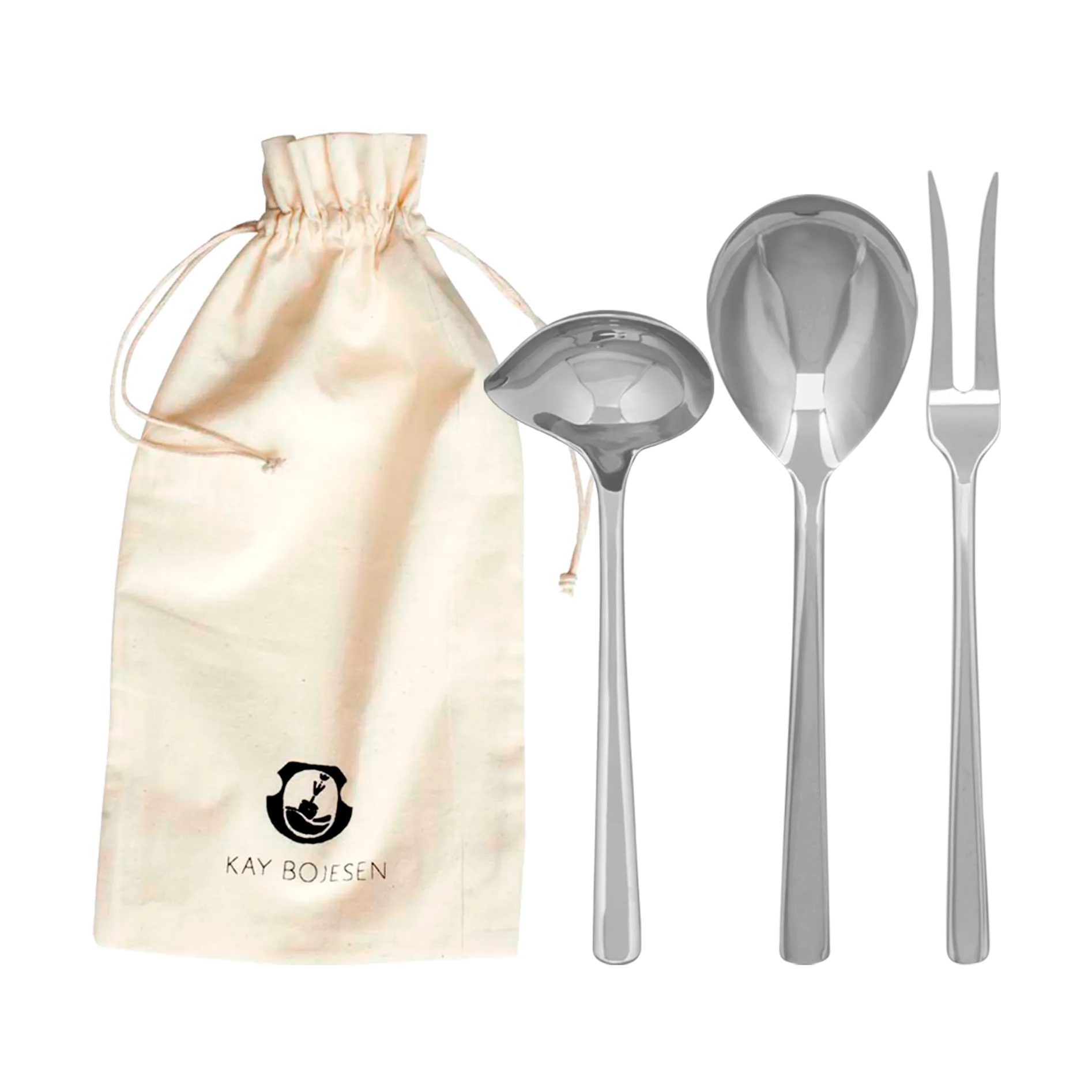 Grand Prix conjunto de servir 3 peças, Aço polido Kay Bojesen