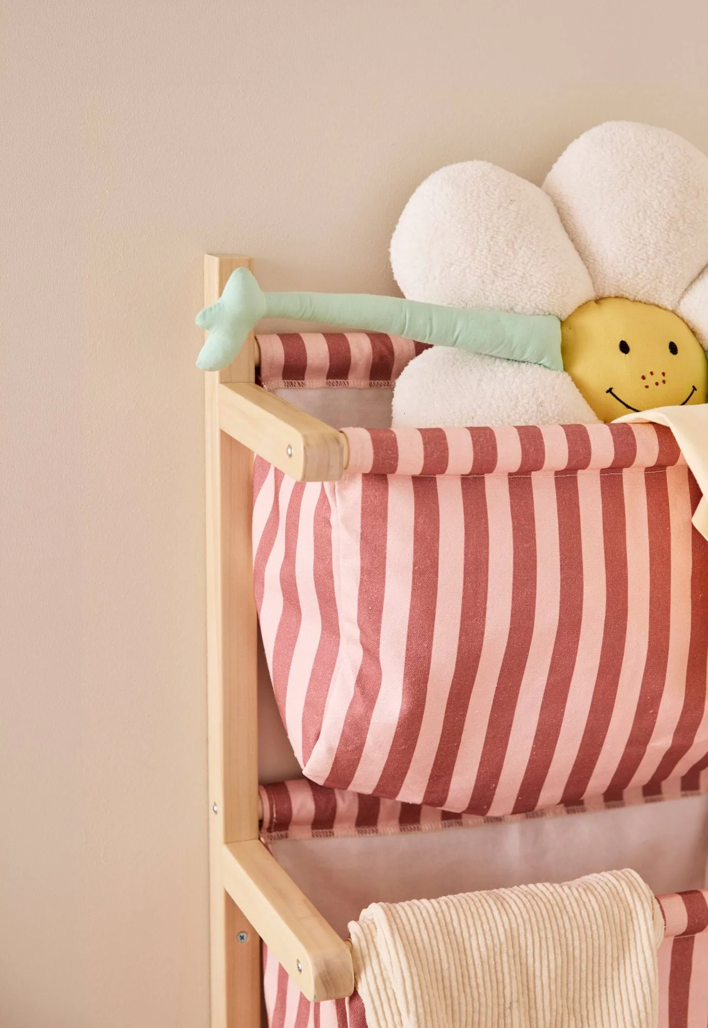Prateleira para sacos riscada, Rosa-acastanhado, 40x19x60 cm Kid's Concept