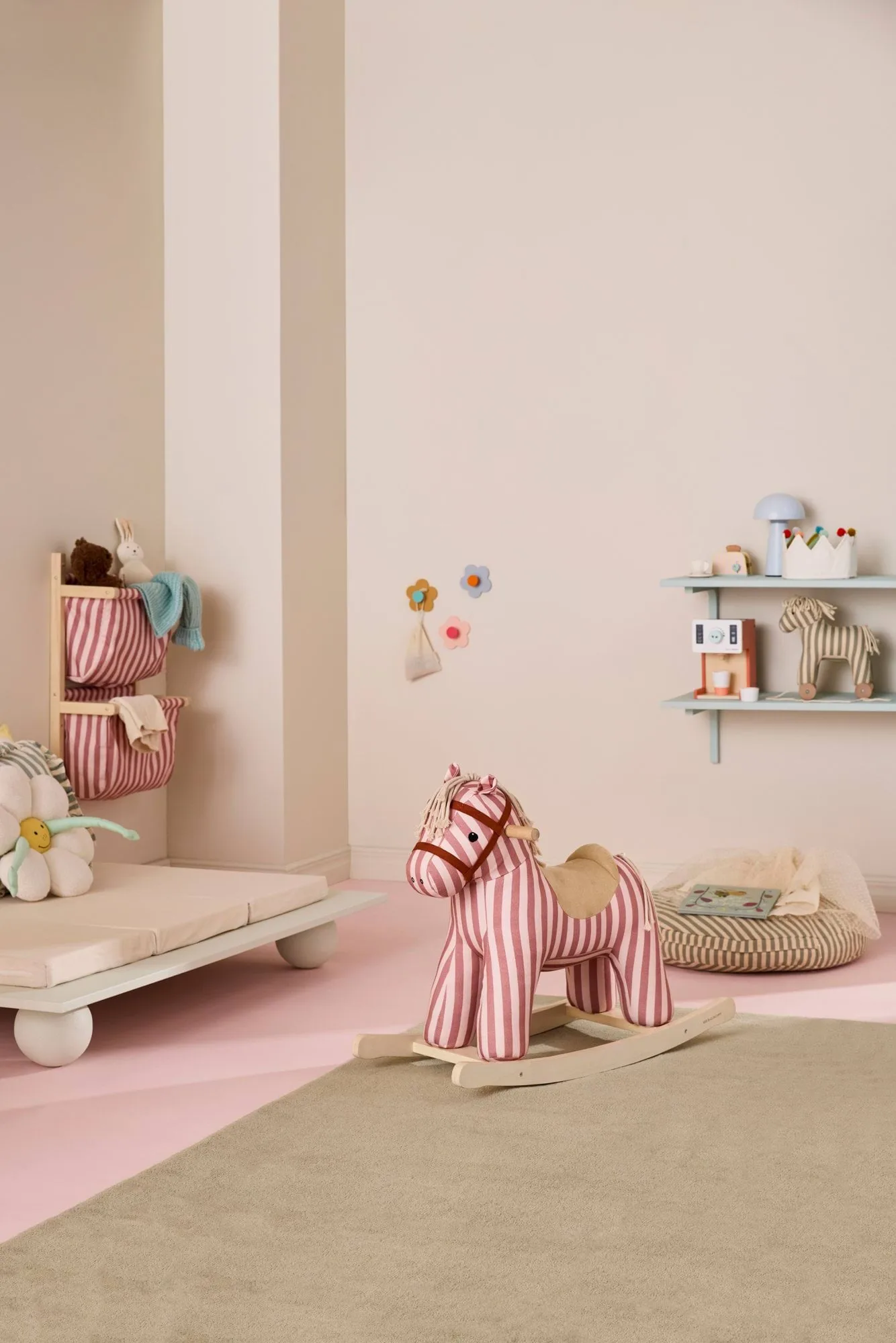 Prateleira para sacos riscada, Rosa-acastanhado, 40x19x60 cm Kid's Concept