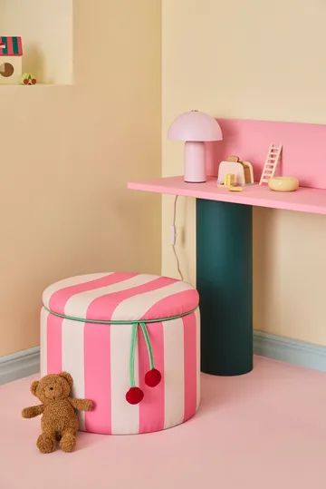 Pufe cilíndrico com arrumação - Rosa, Ø40x30,5 cm - Kid's Concept