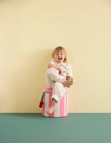 Pufe cilíndrico com arrumação - Rosa, Ø40x30,5 cm - Kid's Concept