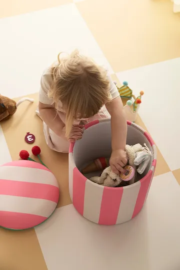 Pufe cilíndrico com arrumação - Rosa, Ø40x30,5 cm - Kid's Concept