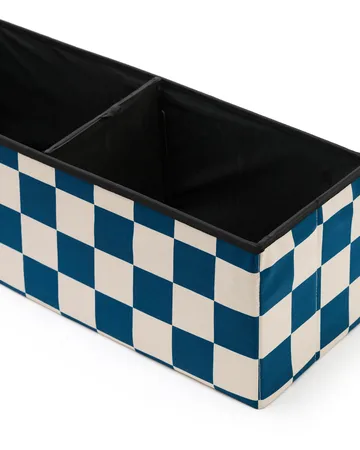 Pufe com arrumação quadriculada - Azul‑verde, 80x30x30 cm - Kid's Concept