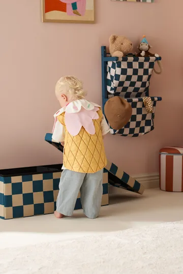 Pufe com arrumação quadriculada - Azul‑verde, 80x30x30 cm - Kid's Concept