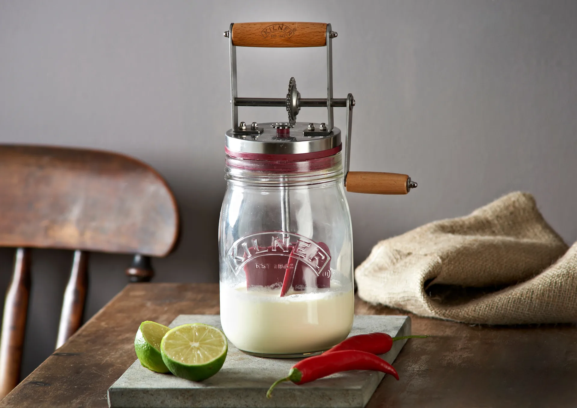 Batedor de manteiga Kilner, Transparente-vermelho, 1 L Kilner