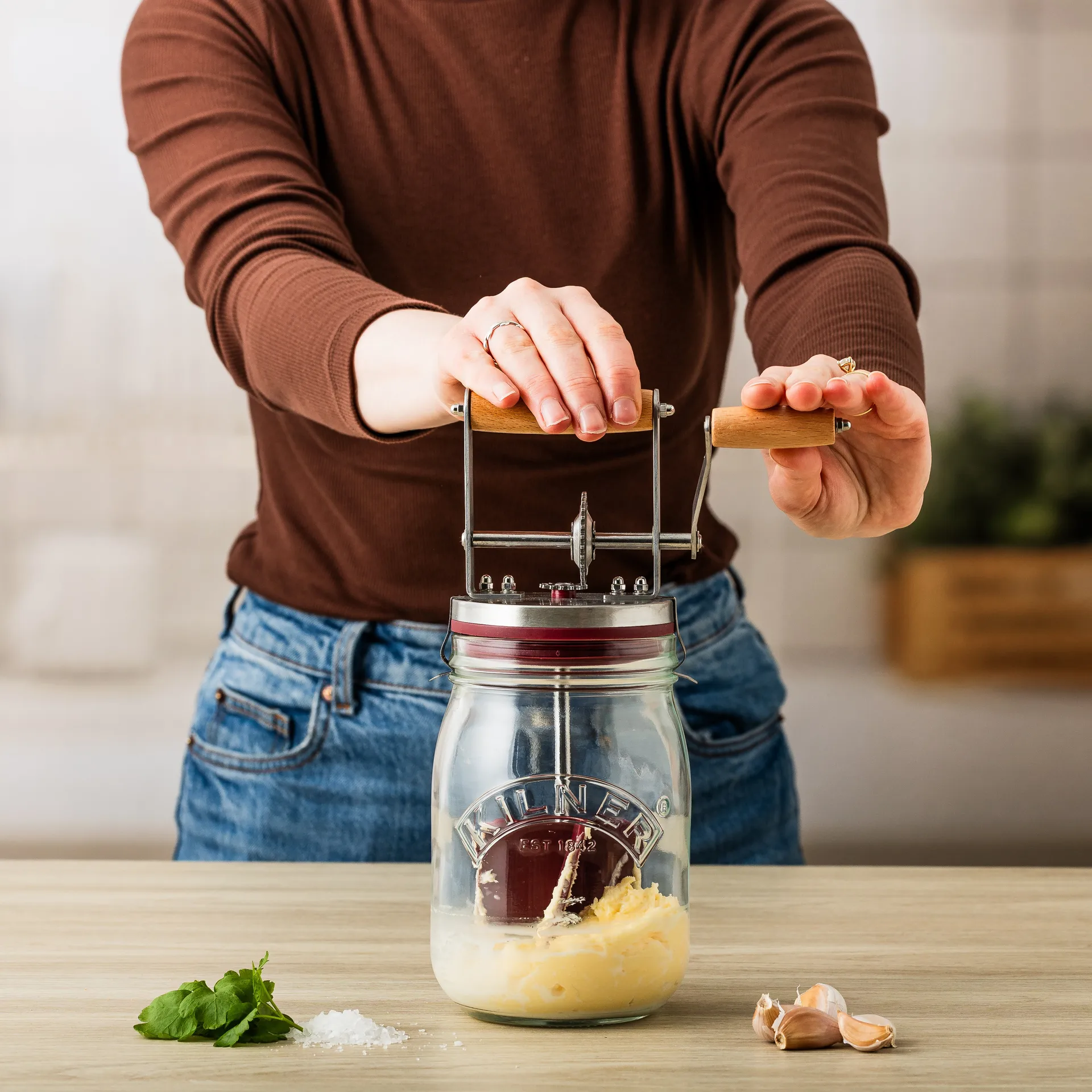 Batedor de manteiga Kilner, Transparente-vermelho, 1 L Kilner