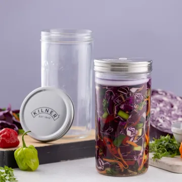 Conjunto de fermentação Kilner - Claro-aço inoxidável, 1 L - Kilner