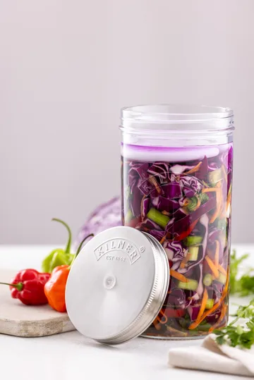 Conjunto de fermentação Kilner - Claro-aço inoxidável, 1 L - Kilner