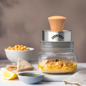 Conjunto de frascos de armazenamento Kilner Mash & Store - Transparente-aço inoxidável-madeira, 0,5 L - Kilner